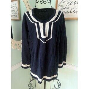 French Curve Large Sweater Blue White Cashmere Round Neck Luxury